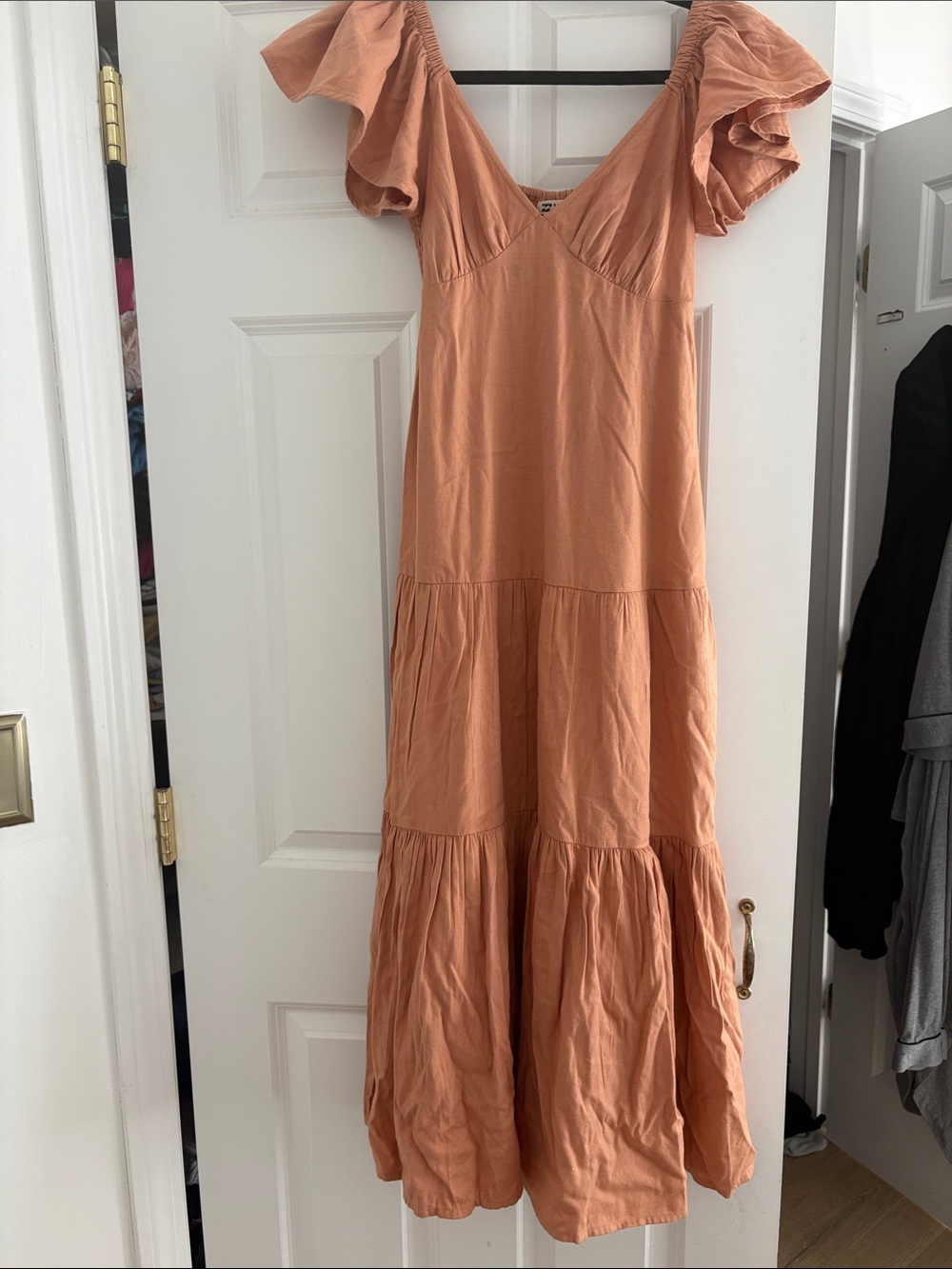 Billabong Tiered Maxi Dress with Flutter Sleeves